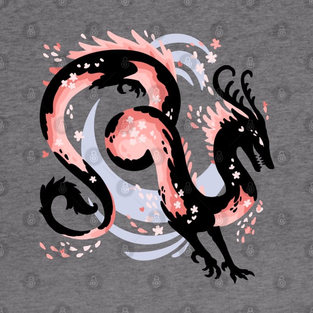 Cherry Blossom Dragon Drawing by Things By Diana